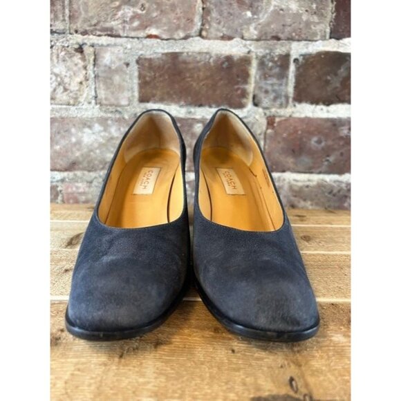 Coach Women's Naomi Gray Suede Pumps Stacked Block Heel Round Toe Size 9 - Picture 2 of 12
